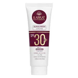 کرم ضدآفتاب بی‌رنگ ایلابرت، SPF 30، مدل ضد لک 30 پلاس، مناسب پوست‌های معمولی و چرب با حجم 40 میلی‌لیتر، محافظت‌کننده در برابر اشعه‌های UVA و PA ،UVB+++، ضد لک و پیری، دارای فرمولاسیون فاقد چربی، با ما