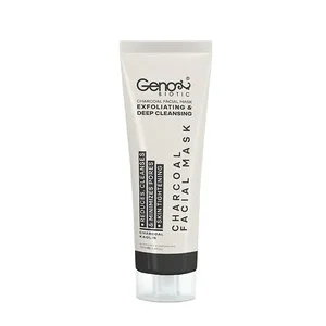 ماسک صورت و گردن ژنوبایوتیک مدل زغال حجم 100 میلی‌لیتر، لایه‌بردار و ضد جوش، پاکسازی عمقی پوست با کربن فعال و عصاره آلوئه باربادنسیس، کاهش چربی و جمع‌کننده منافذ، مناسب انواع پوست