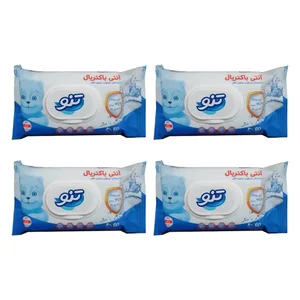 دستمال مرطوب تنو مدل آنتی باکتریال کد 99.9 مجموعه 4 عددی