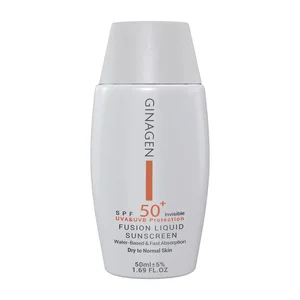 کرم ضد آفتاب بدون رنگ ژیناژن SPF 50 مدل Fusion Liquid ‌مناسب پوست‌های خشک و معمولی حجم 50 میلی‌لیتر