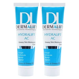 کرم مرطوب‌کننده پوست چرب درمالیفت مدل Hydralift AC Cream حجم 50 میلی‌لیتر بسته دو عددی