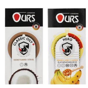 کاندوم تاخیری اورز مدل HERO  بسته 12 عددی به همراه کاندوم ساده اورز مدل OILY PLUS بسته 12 عددی