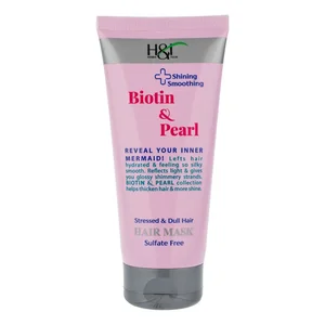 ماسک نرم کننده مو هرباتک مدل Biotin & Pearl مناسب برای موهای شکننده و نازک حجم 200 میلی لیتر