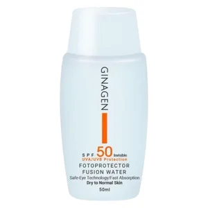 کرم ضدآفتاب بی‌رنگ ژیناژن مدل SPF50، مناسب پوست‌های معمولی و خشک، حجم 50 میلی‌لیتر