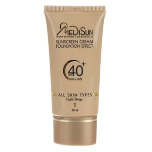 کرم ضد آفتاب رنگی مدیسان، SPF 40، مدل No1، مناسب انواع پوست با تنالیته متوسط و حجم 30 میلی‌لیتر، محافظت‌کننده در برابر اشعه‌های UVA و UVB، ضد چروک و پیری، دارای فرمولاسیون تیتانیوم دی اکساید و گلیسیری