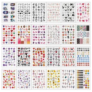 برچسب لنز ناخن مدل گلچین کد N302 مجموعه 24 عددی