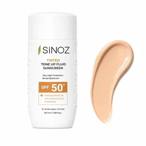 کرم ضد آفتاب رنگی صورت سینوز SPF 50+ مدل Tone-Up محافظ در برابر اشعه UVA و UVB مناسب برای انواع پوست حجم 50 میلی‌لیتر