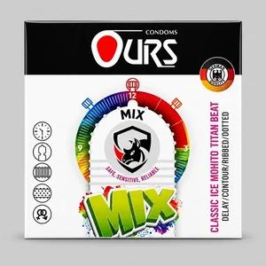 کاندوم اورز ضخامت نازک، مدل Mix لاتکس طبیعی، ضدحساسیت، سایز استاندارد، بسته 3 عددی
