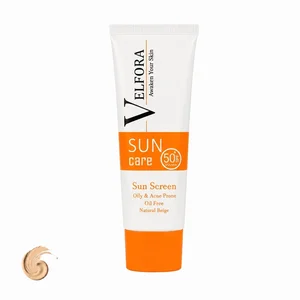  کرم ضد آفتاب رنگی صورت ولفورا SPF 50 مدل نچرال بژ محافظ UVA، UVB ‌مناسب برای پوست چرب و مختلط حجم ۴۰ میلی‌لیتر
