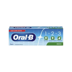 خمیر دندان اورال-بی مدل 1.2.3 with active fluoride مناسب استفاده روزانه حجم 75 میلی لیتر