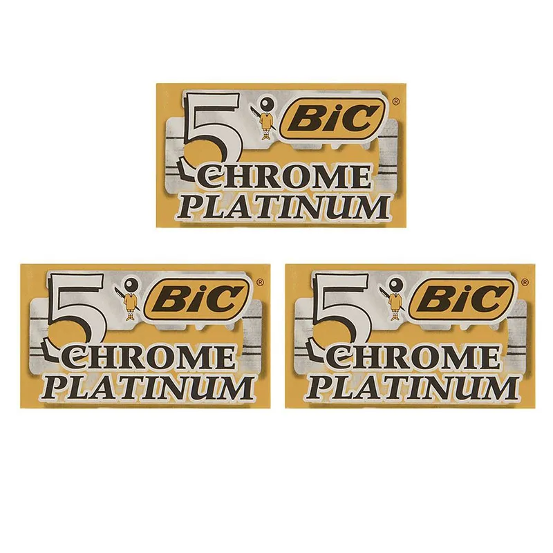 تیغ یدک بیک مدل Platinum Chromium Double Edge مجموعه 3 عددی