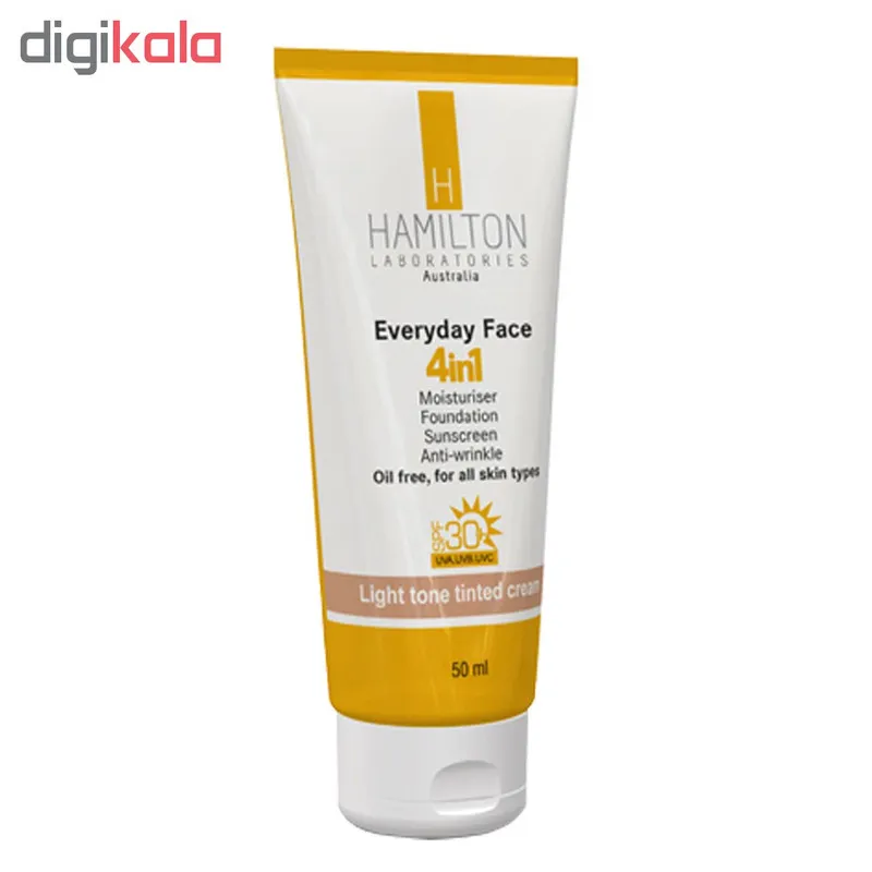کرم ضد آفتاب رنگی 4 در 1 همیلتون مدل Light Tone SPF30 حجم 50 میلی لیتر - تصویر 2