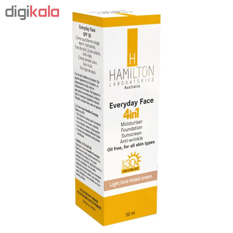 کرم ضد آفتاب رنگی 4 در 1 همیلتون مدل Light Tone SPF30 حجم 50 میلی لیتر - تصویر 3