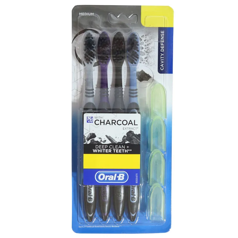 مسواک اورال-بی مدل CHARCOAL EXTRACT با برس متوسط بسته 4 عددی  - تصویر 3