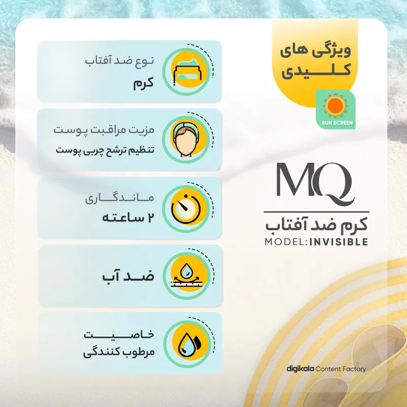 کرم ضدآفتاب بیرنگ ام کیو SPF50 مدل INVISIBLE، مناسب پوستهای چرب، حجم 55 میلیلیتر - تصویر 5