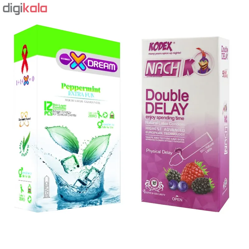 کاندوم ایکس دریم مدل Peppermint بسته 12 عددی به همراه کاندوم تاخیری کدکس مدل Double Delay بسته 10 عددی - تصویر 2