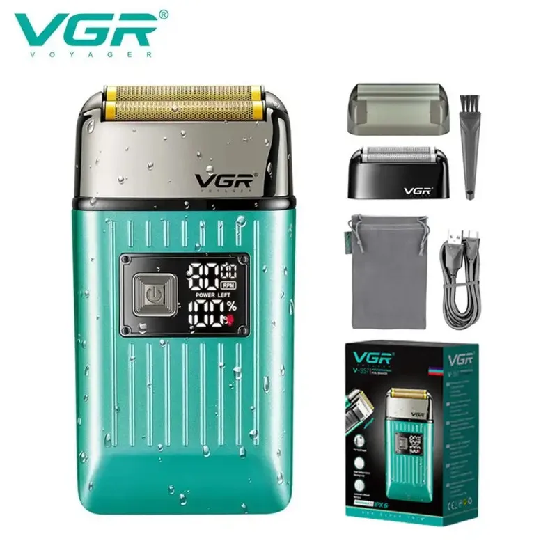 ماشین اصلاح موی سر و صورت وی جی ار مدل V-357 فویلی با تیغه تیتانیوم، ضد آب، باتری 600 میلیآمپر ساعت، موتور 6000 دور در دقیقه و شارژ USB - تصویر 5
