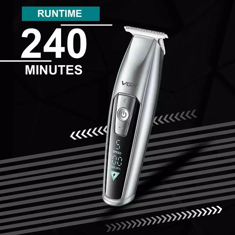 ماشین اصلاح موی سر و صورت وی جی ار مدل V-970 با تیغه استیل ضد زنگ، باتری قابل شارژ با 240 دقیقه استفاده، 5 سرعت قابل تنظیم، طراحی ارگونومیک و 3 شانه تنظیم طول 2، 3 و 4 میلیمتر - تصویر 5