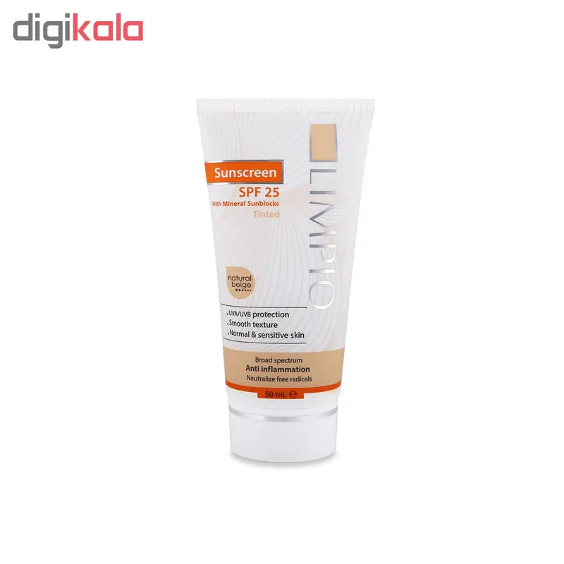کرم ضد آفتاب لیمپیو مدل Natural Beige Spf 25 کد Li0067 حجم 50 میلی لیتر - تصویر 2