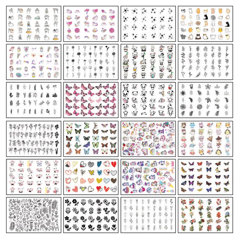برچسب لنز ناخن طرح گل پروانه فانتزی کد BLNG 2402 بسته 24 عددی - تصویر 2