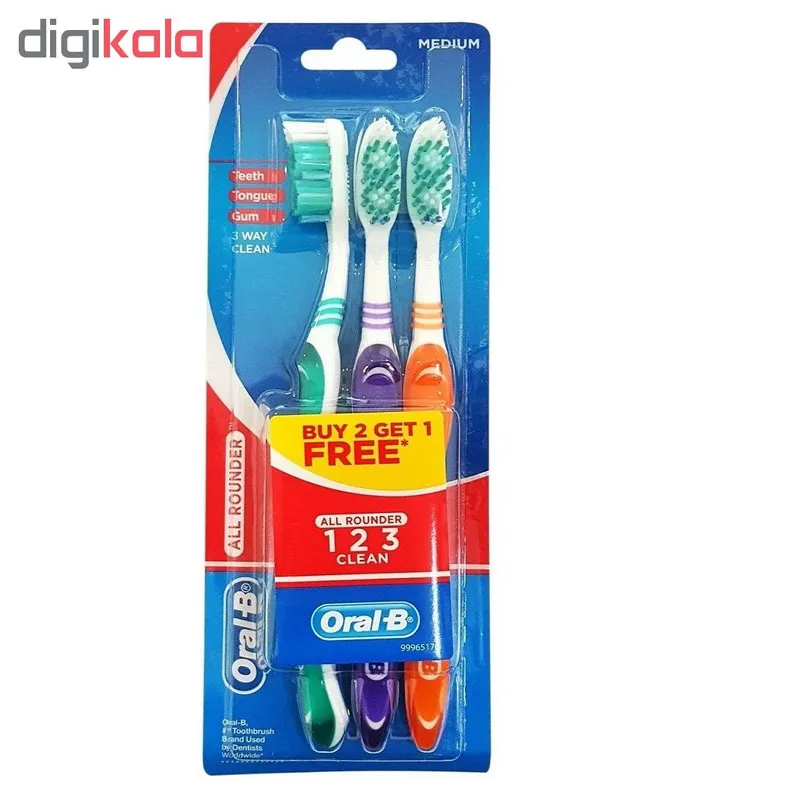 مسواک اورال-بی سری 123 Clean با برس متوسط بسته 3 عددی - تصویر 2