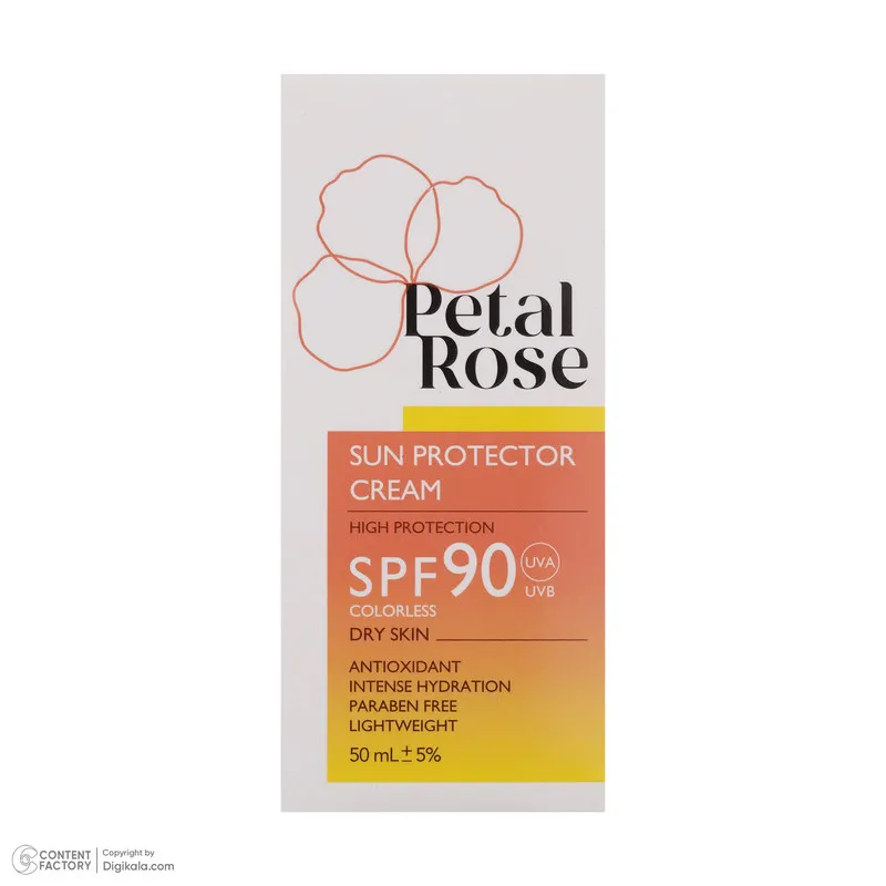 ضدآفتاب بی‌رنگ SPF90 پتال رز مدل High Protection مناسب پوست خشک، حجم 50 میلی‌لیتر - تصویر 2