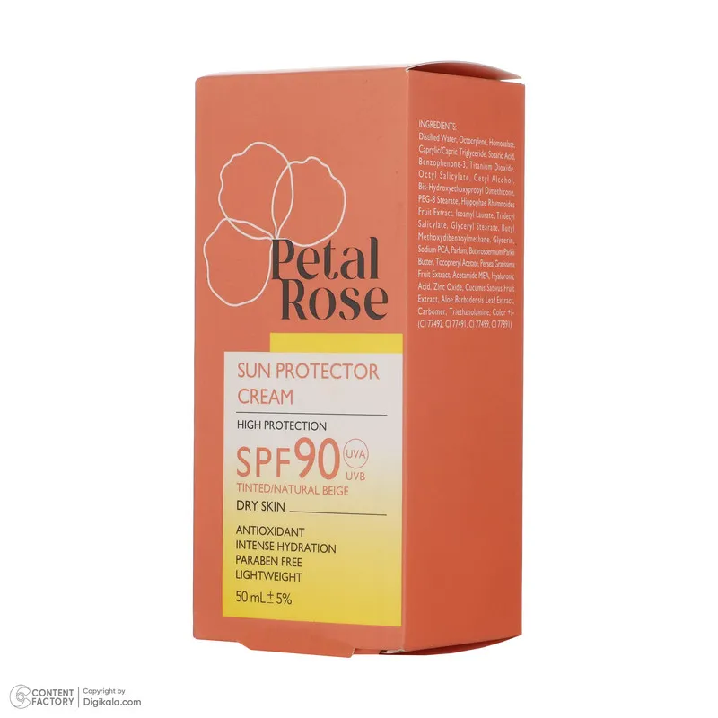 ضدآفتاب رنگی بژ روشن SPF90 پتال رز مدل High Protection مناسب پوست خشک، حجم 50 میلیلیتر - تصویر 2