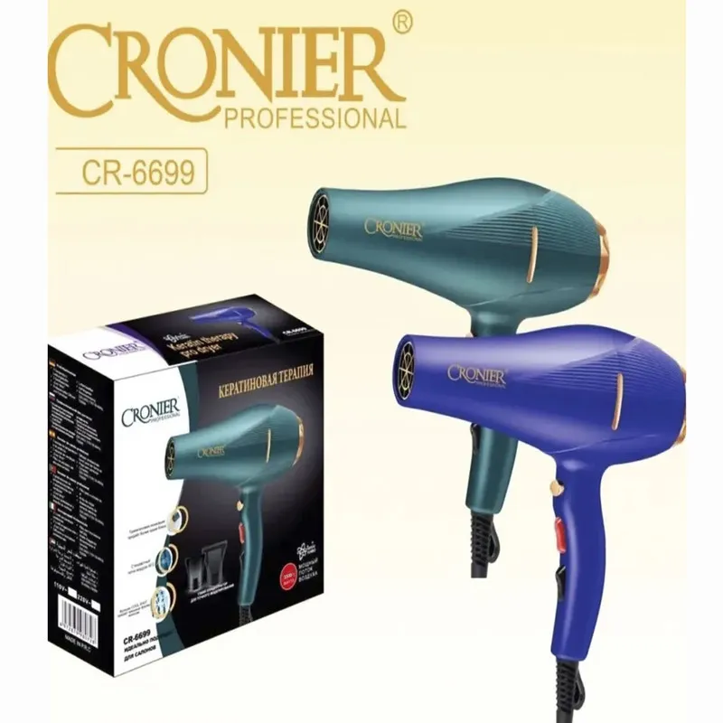سشوار نیمه حرفهای کرونر مدل CR-6699 2500W، موتور AC با توان مصرفی 2500 وات، دارای فناوری تولید یون، دارای حلقه آویختن، وزن 540 گرم - تصویر 5