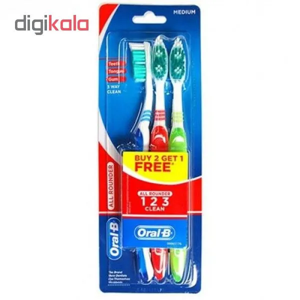 مسواک اورال-بی سری 123 Clean با برس متوسط بسته 3 عددی - تصویر 2