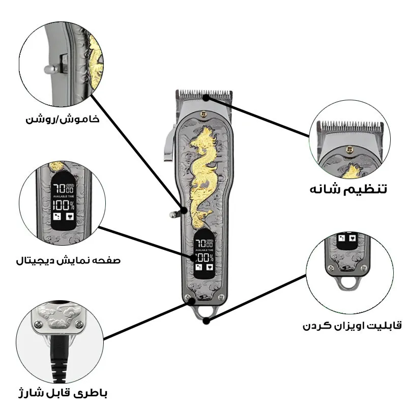 ماشین اصلاح موی سر و صورت و بدن هینا مدل HI-33 - تصویر 2
