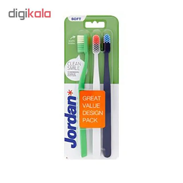 مسواک جردن مدل Clean Smile با برس نرم بسته 3 عددی - تصویر 2