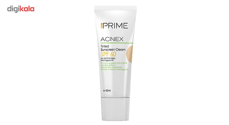 کرم ضدآفتاب رنگی پرایم مدل Acnex SPF60، مناسب پوست‌های چرب، حجم 40 میلی‌لیتر - تصویر 3