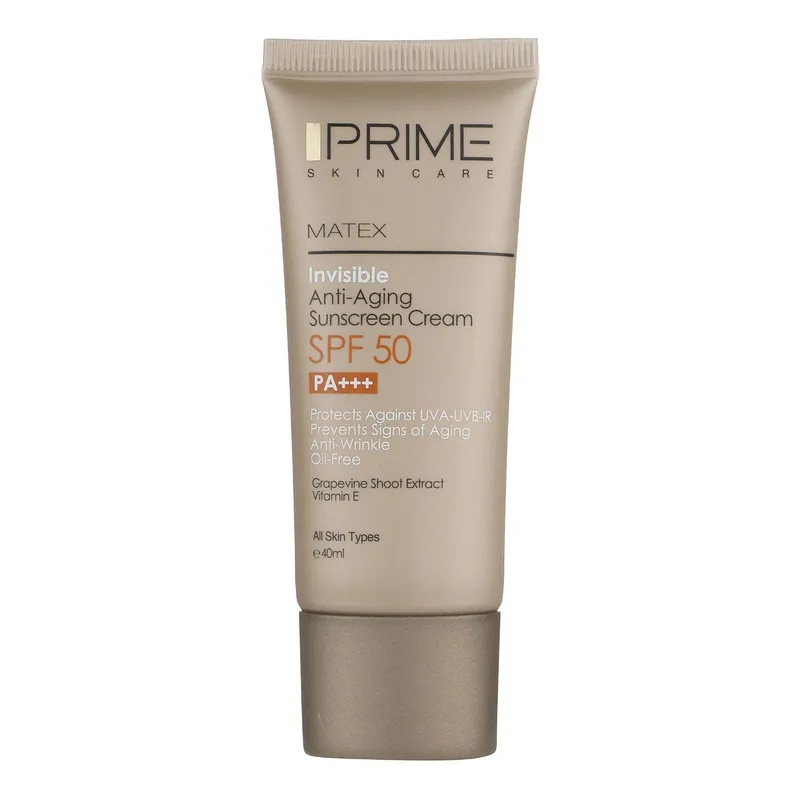 کرم ضد آفتاب و ضد چروک بی رنگ پرایم مدل Matex Colorless SPF50 مناسب انواع پوست حجم 40 میلی لیتر