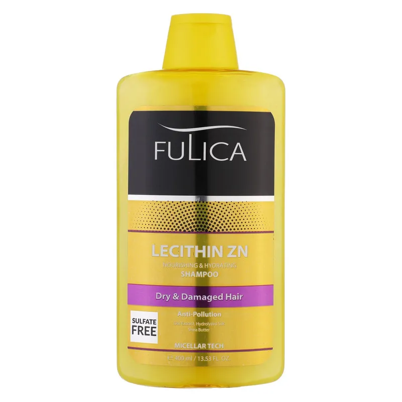 شامپو تقویتکننده مو فولیکا مخصوص موهای خشک و آسیبدیده، حجم 400 میلیلیتر مدل LECITHIN ZN، بدون سولفات، مرطوبکننده، لطافتبخش و براقکننده