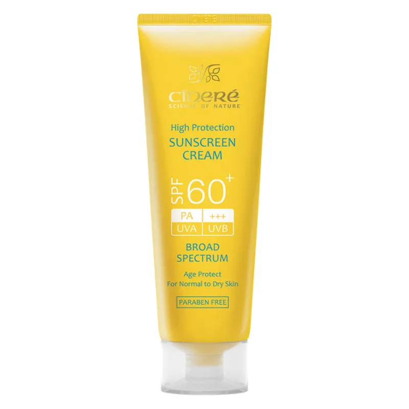 کرم ضد آفتاب بدون رنگ سینره، SPF60، مدل اولترا، مناسب پوست معمولی و خشک و حجم 50 میلیلیتر، محافظت کننده در برابر اشعه UVA و UVB، بدون پارابن، +++PA، ضد پیری پوست، با ماندگاری 2 ساعته
