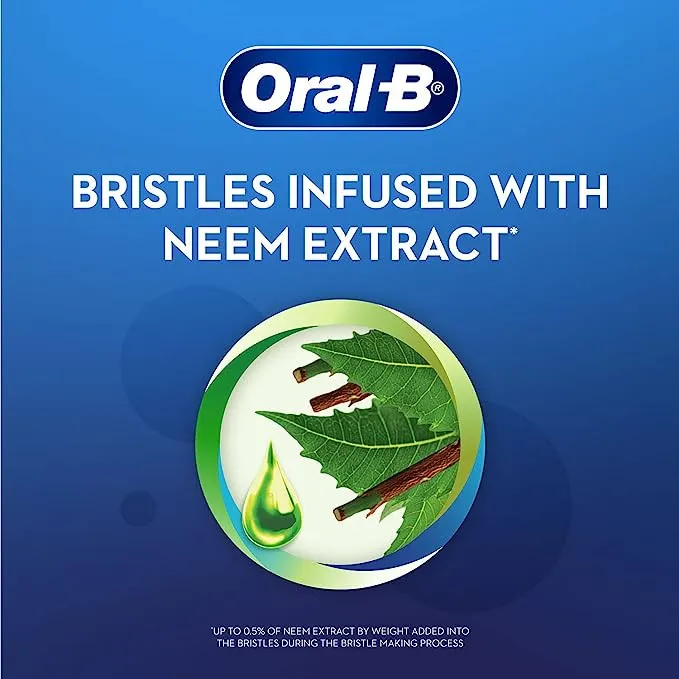 مسواک اورال-بی مدل CRISS CROSS ANTI-PLAQUE WITH NEEM با برس متوسط بسته 4 عددی - تصویر 5