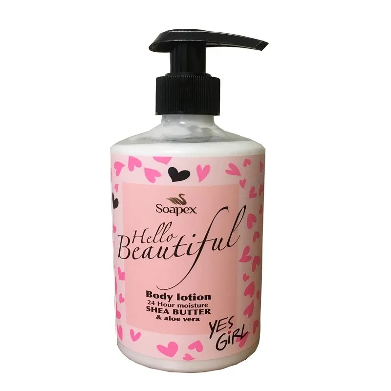 لوسیون بدن سوپکس مدل Shea butter & Aloe vera حجم 350 میلیلیتر با عصاره شی باتر و آلوئه ورا، مرطوبکننده 24 ساعته، مناسب پوست حساس و حاوی ویتامین E برای جوانسازی و کاهش چینوچروک پوست