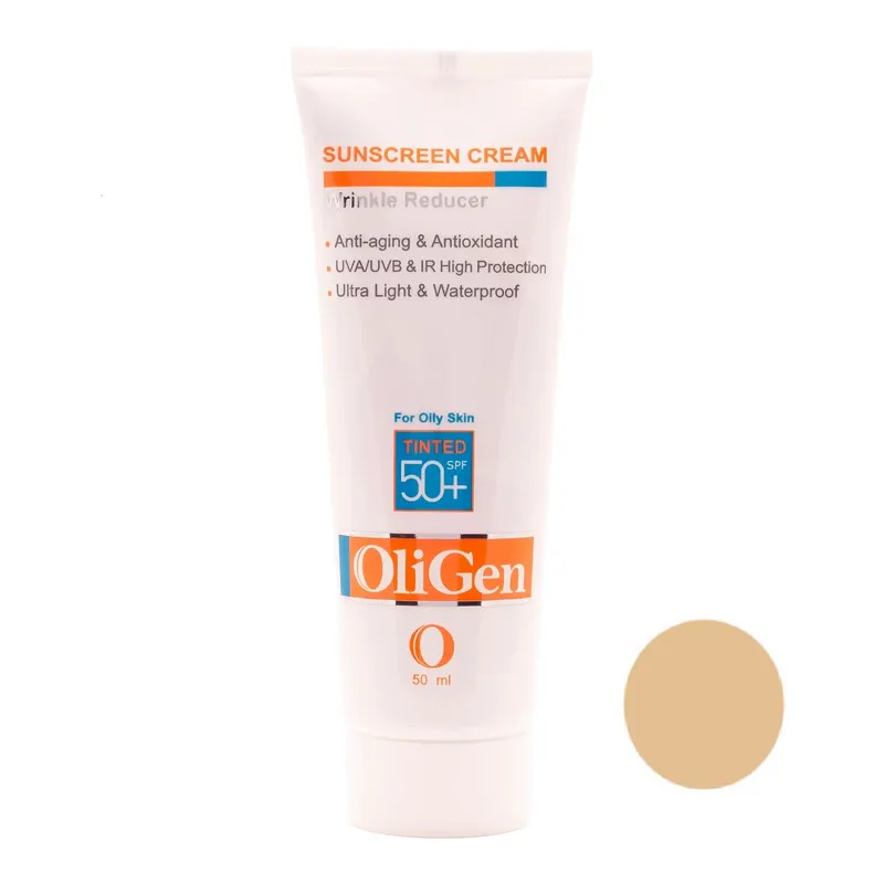 کرم ضد آفتاب رنگی الی ژن spf 50 مدل 04 مناسب پوست چرب حجم 50 میلی لیتر
