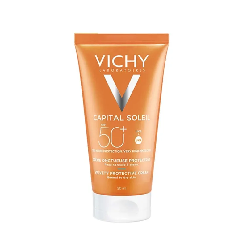 کرم ضدآفتاب بی رنگ ویشی spf 50 مدل velvety protective مناسب پوست های نرمال تا خشک حجم 50 میلی لیتر - تصویر 2