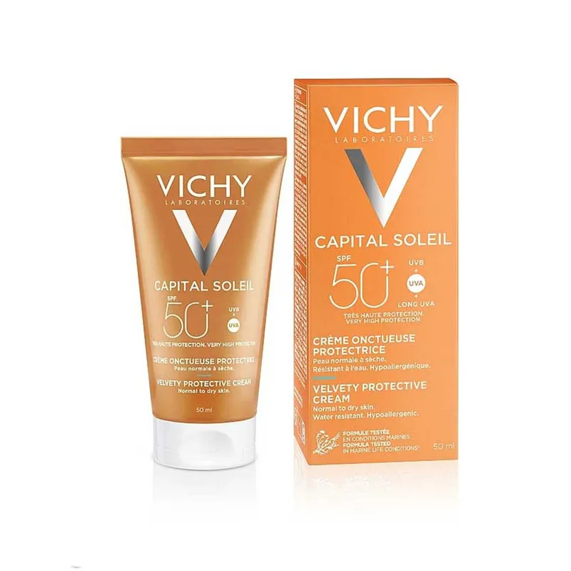 کرم ضدآفتاب بی رنگ ویشی spf 50 مدل velvety protective مناسب پوست های نرمال تا خشک حجم 50 میلی لیتر - تصویر 6