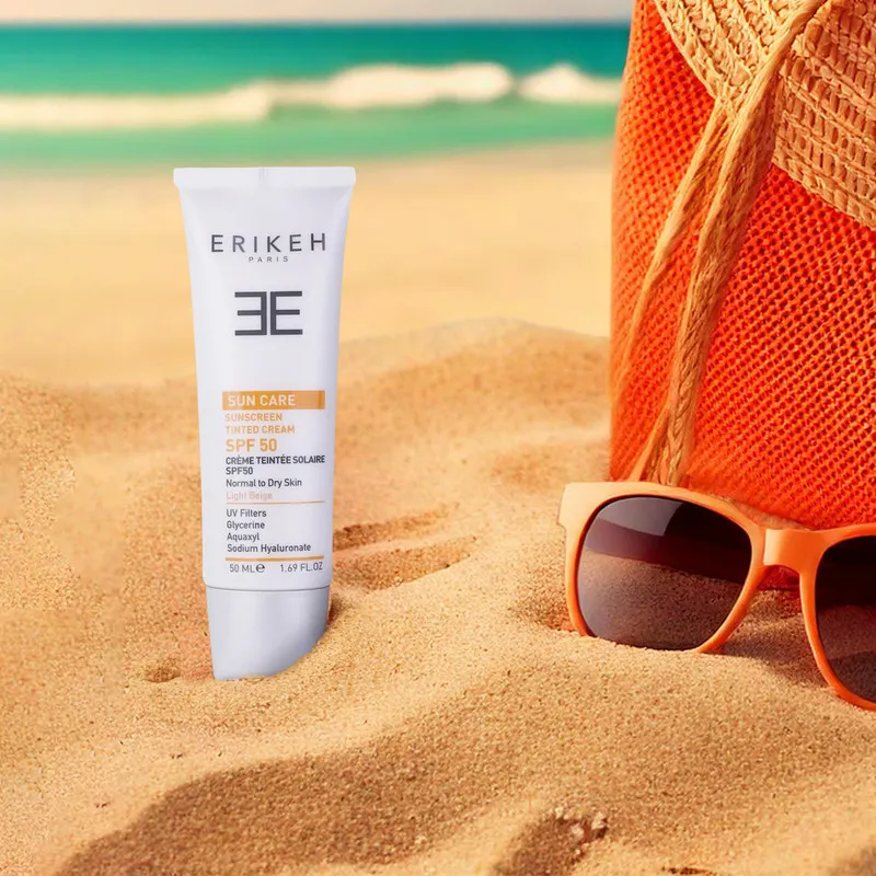 کرم ضد آفتاب رنگی صورت اریکه spf50 مدل Light Beige مناسب برای انواع پوست نرمال تا خشک حجم 50 میلی‌لیتر - تصویر 3