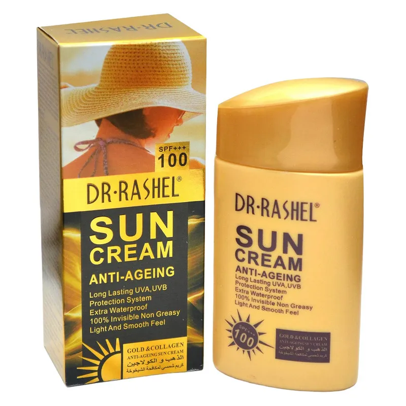 کرم ضد آفتاب بی رنگ دکتر راشل SPF 100 مدل anti aging مناسب انواع پوست حجم 80 میلی لیتر