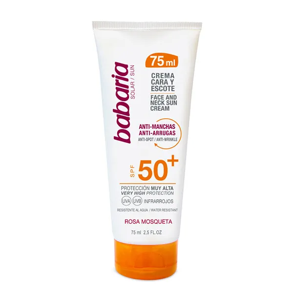 کرم ضد آفتاب بدون رنگ باباریا SPF 50 مدل ROSA MOSQUETA مناسب برای انواع پوست حجم 75 میلیلیتر
