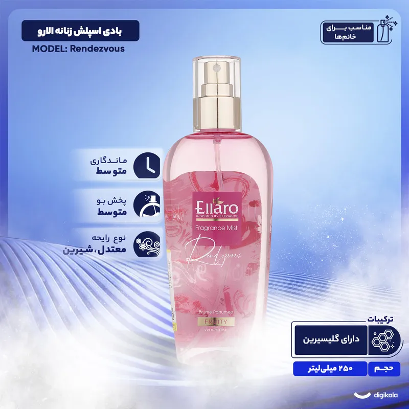 بادی اسپلش زنانه الارو مدل Rendezvous تحت لیسانس حجم 250 میلی لیتر - تصویر 4