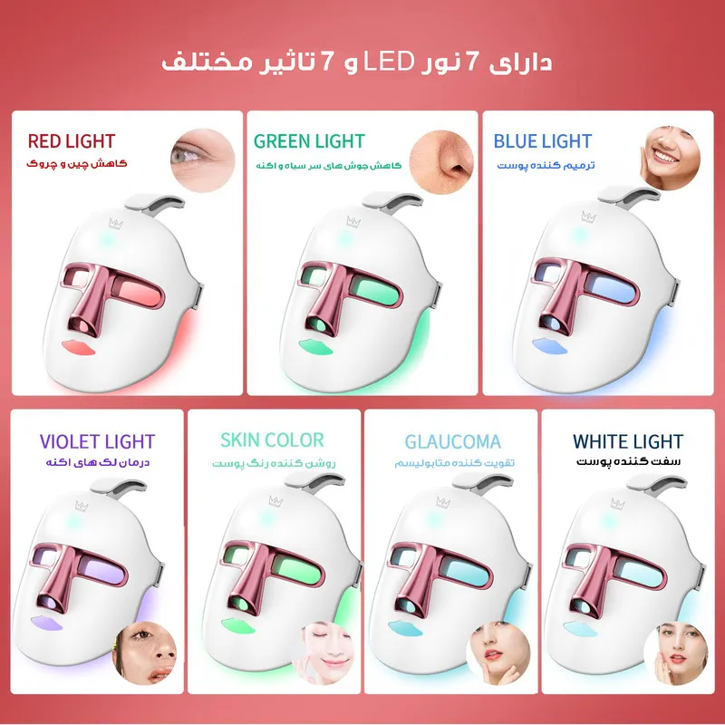 دستگاه جوانساز صورت مدل نقابی کد 7LIGHT-LED - تصویر 6