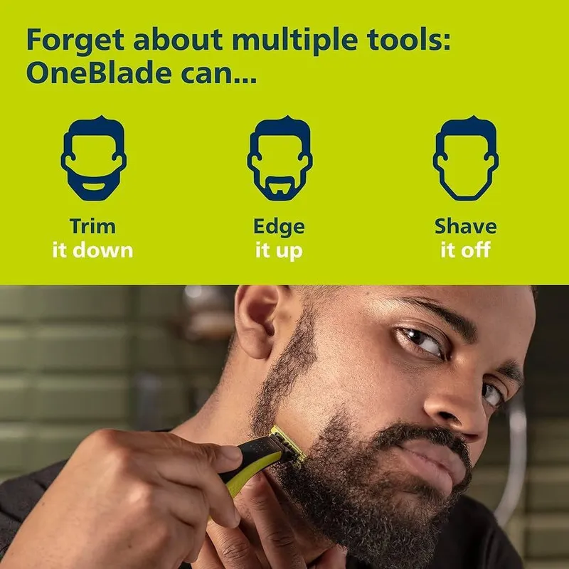 ماشین اصلاح موی صورت و بدن فیلیپس مدل OneBlade QP2724 با تیغه کربن استیل، قابلیت استفاده خشک و مرطوب، شارژ با کابل USB و اصلاح دقیق تا 0.2 میلیمتر - تصویر 4
