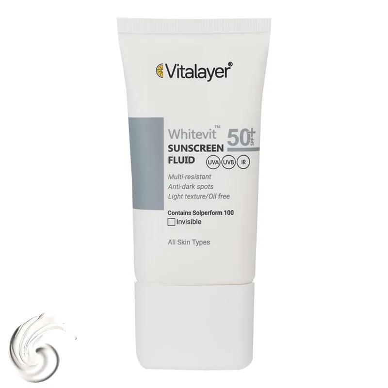 فلوئید ضدآفتاب بیرنگ ویتالیر SPF50 مدل Whitevit مناسب انواع پوست، حجم 50 میلیلیتر - تصویر 2