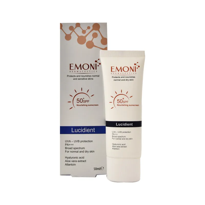کرم ضد آفتاب بدون رنگ امونی SPF 50 مدل lucidient مناسب پوست های خشک حجم 50 میلی‌لیتر