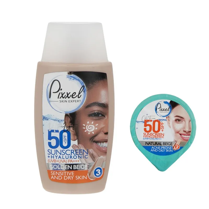 کرم ضد آفتاب رنگی پیکسل SPF 50 مدل 03 مناسب پوست های خشک حجم 50 میلیلیتر به همراه کرم ضد آفتاب رنگی پیکسل مدل SPF 50 حجم 7 میلی لیتر - تصویر 2