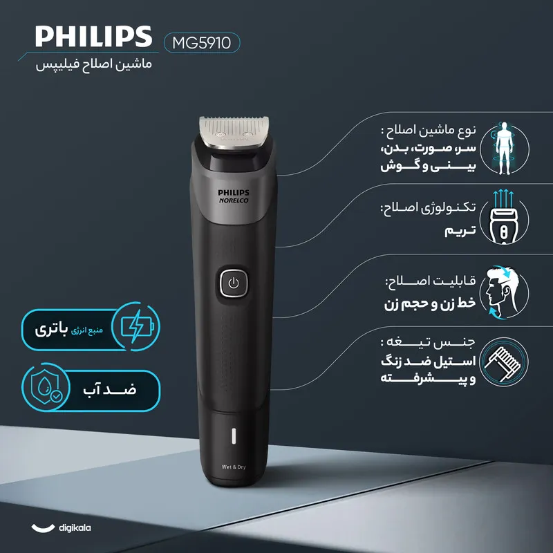 ست ماشین اصلاح موی صورت و بدن فیلیپس مدل MG5910 - تصویر 3